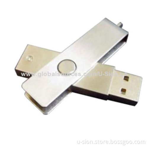 Metal Swivel USB Flash Drive with Free Logo, Supports Plug-and-play Function, Popular